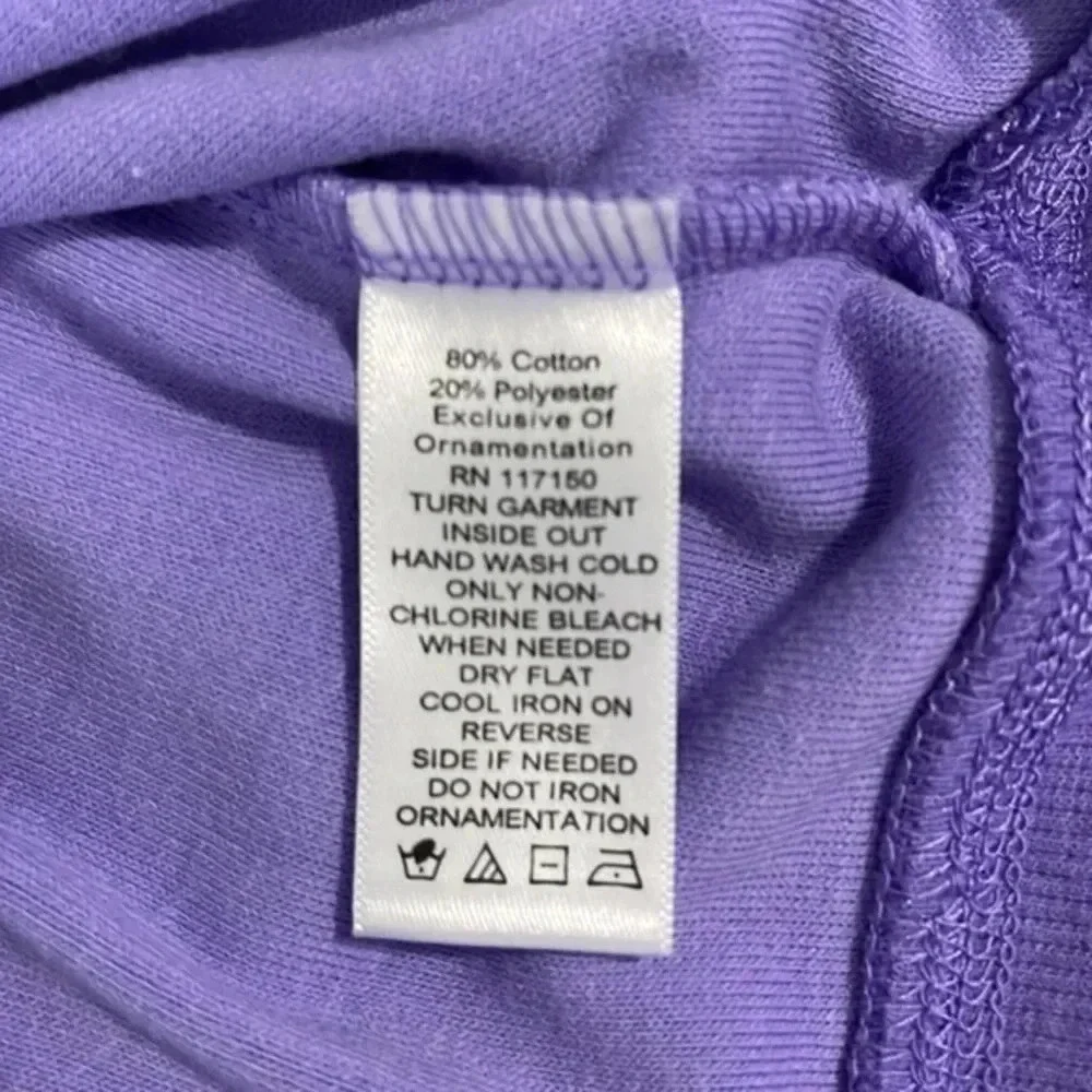 Quacker Factory Sweater Women’s Medium Purple Short Sleeve Terry Cloth Studded